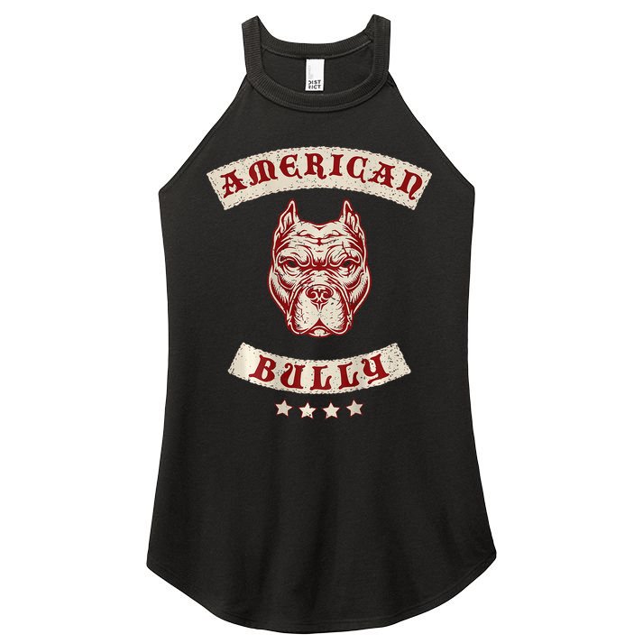 Pit Bull American Bully Dog Breed Mc Style Women's Perfect Tri Rocker Tank