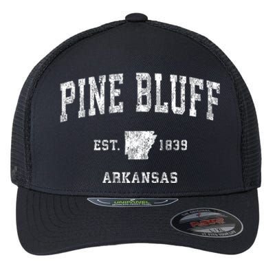 Pine Bluff Arkansas Ar Vintage Athletic Sports Flexfit Unipanel Trucker Cap