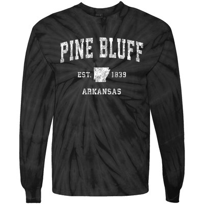 Pine Bluff Arkansas Ar Vintage Athletic Sports Tie-Dye Long Sleeve Shirt