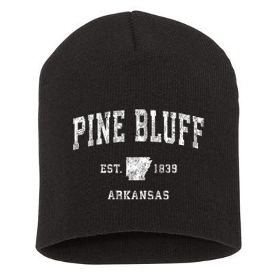 Pine Bluff Arkansas Ar Vintage Athletic Sports Short Acrylic Beanie