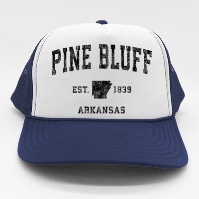 Pine Bluff Arkansas Ar Vintage Athletic Sports Trucker Hat