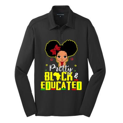 Pretty Black And Educated I Am The Strong African Queen Girl Silk Touch Performance Long Sleeve Polo