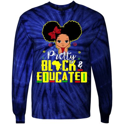 Pretty Black And Educated I Am The Strong African Queen Girl Tie-Dye Long Sleeve Shirt