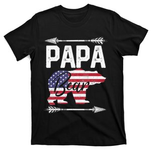 Papa Bear American Flag 4th of July Father's Day Gift Dad T-Shirt