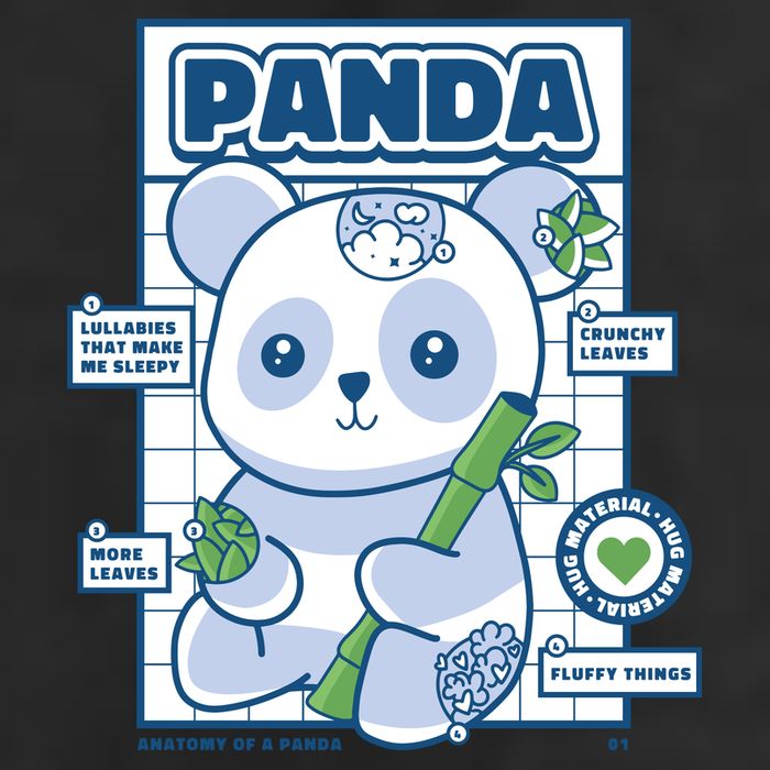 Panda Bear Animal Anatomy 7 Panel Mesh Trucker Snapback Hat