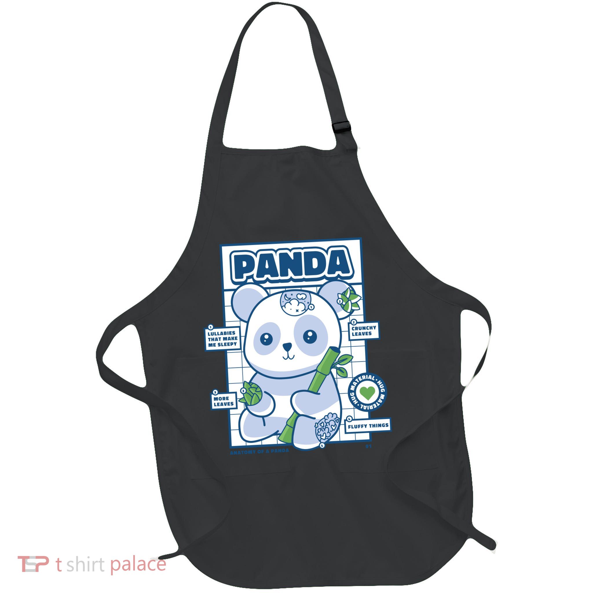 Panda Bear Animal Anatomy Full-Length Apron With Pockets