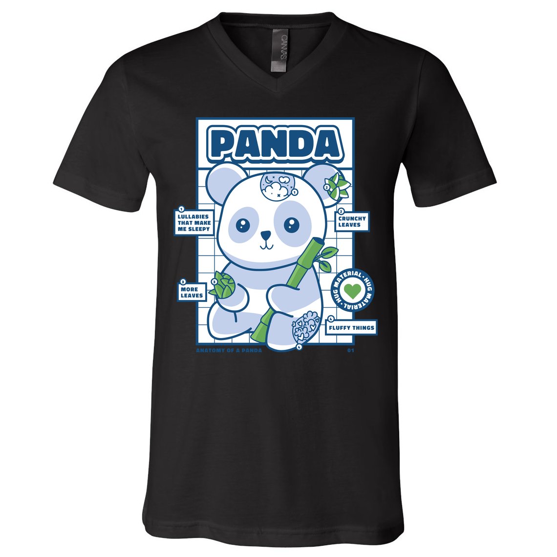 Panda Bear Animal Anatomy V-Neck T-Shirt