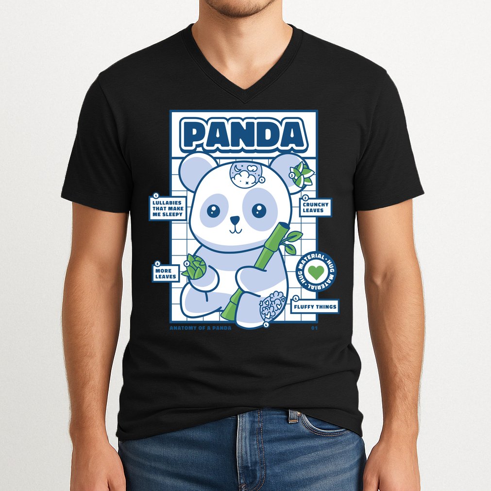 Panda Bear Animal Anatomy V-Neck T-Shirt