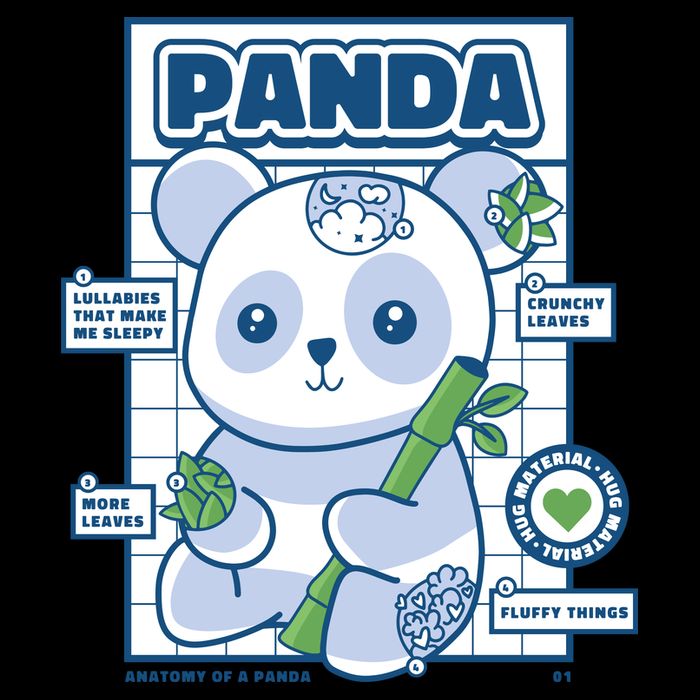 Panda Bear Animal Anatomy V-Neck T-Shirt