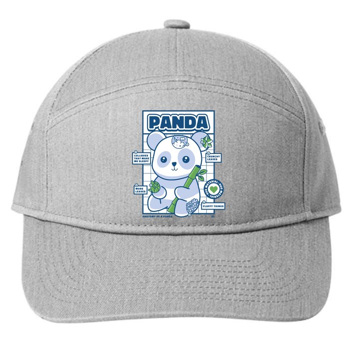 Panda Bear Animal Anatomy 7-Panel Snapback Hat