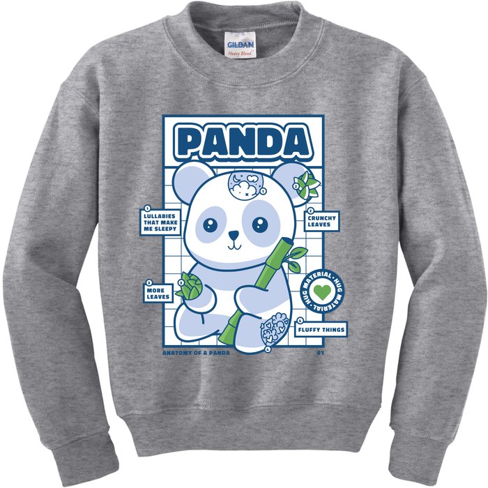 Panda Bear Animal Anatomy Kids Sweatshirt