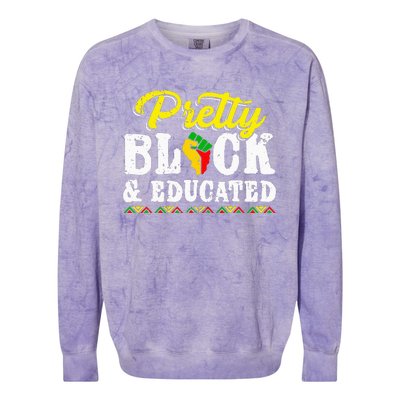 Pretty Black And Educated Black African American Juneteenth Colorblast Crewneck Sweatshirt