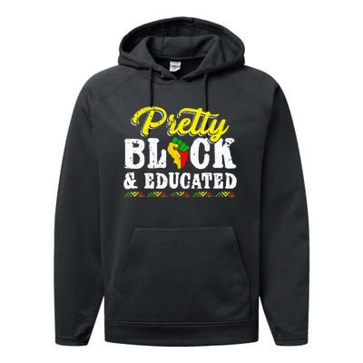 Pretty Black And Educated Black African American Juneteenth Performance Fleece Hoodie