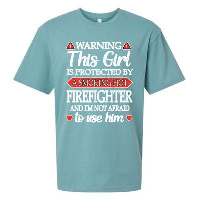 Protected By A Hot Firefighter Proud Fire Friend Gift Sueded Cloud Jersey T-Shirt