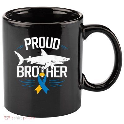 Proud Brother Autism Awareness Shark Support Ribbon 11oz C Handle Ceramic Mug