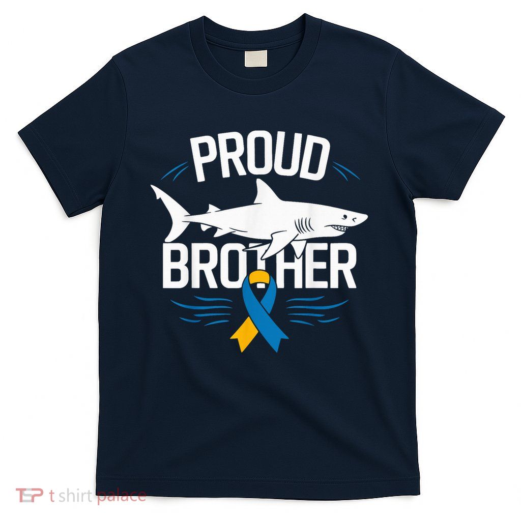 Proud Brother Autism Awareness Shark Support Ribbon T-Shirt