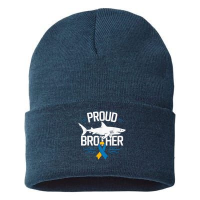 Proud Brother Autism Awareness Shark Support Ribbon Sustainable Knit Beanie
