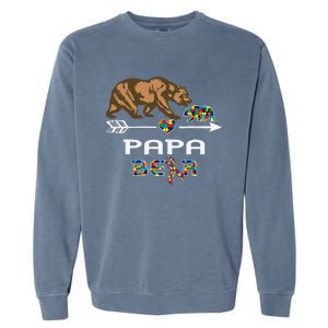 Papa Bear Autism Awareness Autism Papa Tee Garment-Dyed Sweatshirt