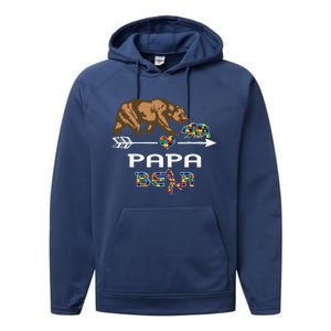 Papa Bear Autism Awareness Autism Papa Tee Performance Fleece Hoodie