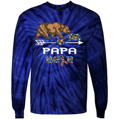 Papa Bear Autism Awareness Autism Papa Tee Tie-Dye Long Sleeve Shirt