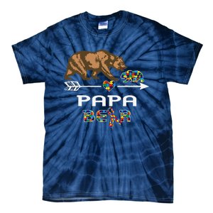 Papa Bear Autism Awareness Autism Papa Tee Tie-Dye T-Shirt