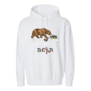 Papa Bear Autism Awareness Autism Papa Tee Garment-Dyed Fleece Hoodie