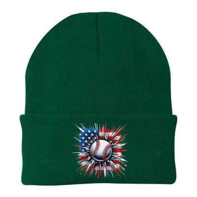 Patriotic Baseball American Flag 4th Of July Knit Cap Winter Beanie