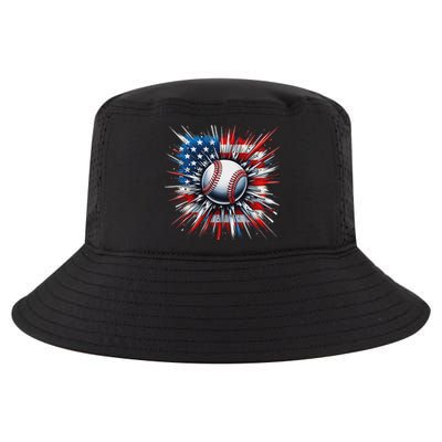 Patriotic Baseball American Flag 4th Of July Cool Comfort Performance Bucket Hat