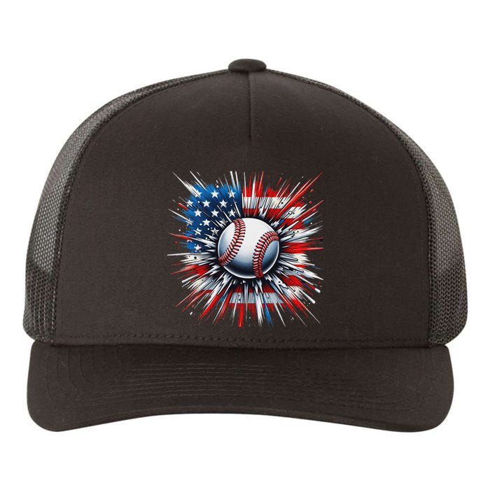 Patriotic Baseball American Flag 4th Of July Yupoong Adult 5-Panel Trucker Hat