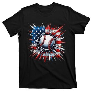 Patriotic Baseball American Flag 4th Of July T-Shirt