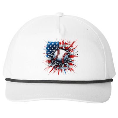 Patriotic Baseball American Flag 4th Of July Snapback Five-Panel Rope Hat