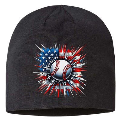 Patriotic Baseball American Flag 4th Of July Sustainable Beanie