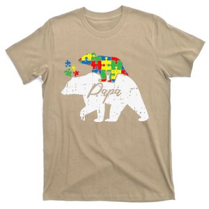 Papa Bear Autism Awareness Cute Puzzle Piece Dad Father T-Shirt