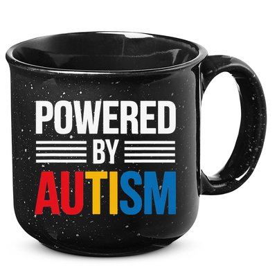 Powered By Autism For Autism Awareness Women Mom 15oz Campfire Ceramic Mug