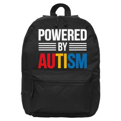 Powered By Autism For Autism Awareness Women Mom 16 in Basic Backpack