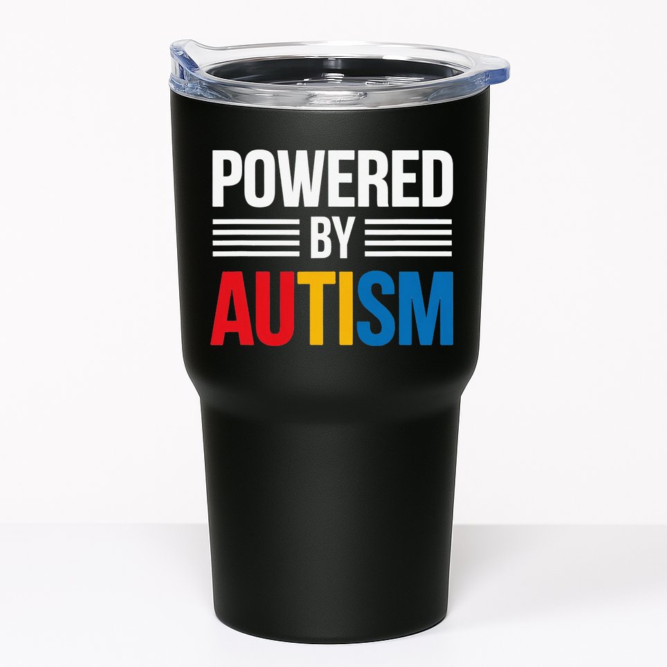 Powered By Autism For Autism Awareness Women Mom Tumbler