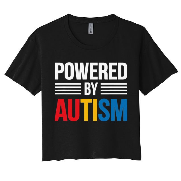 Powered By Autism For Autism Awareness Women Mom Crop Top