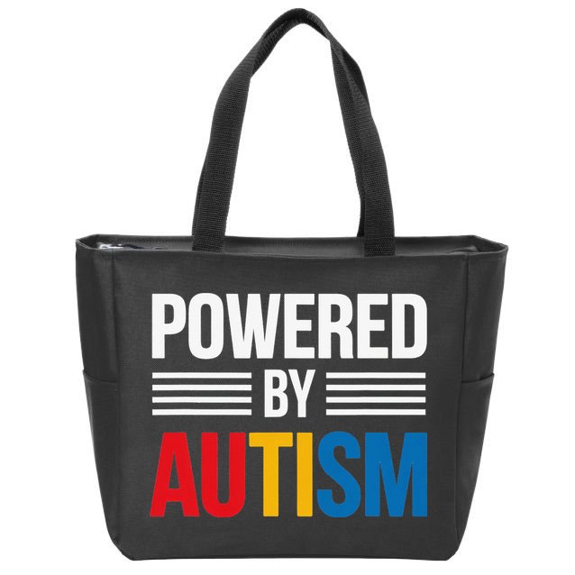 Powered By Autism For Autism Awareness Women Mom Zip Tote Bag