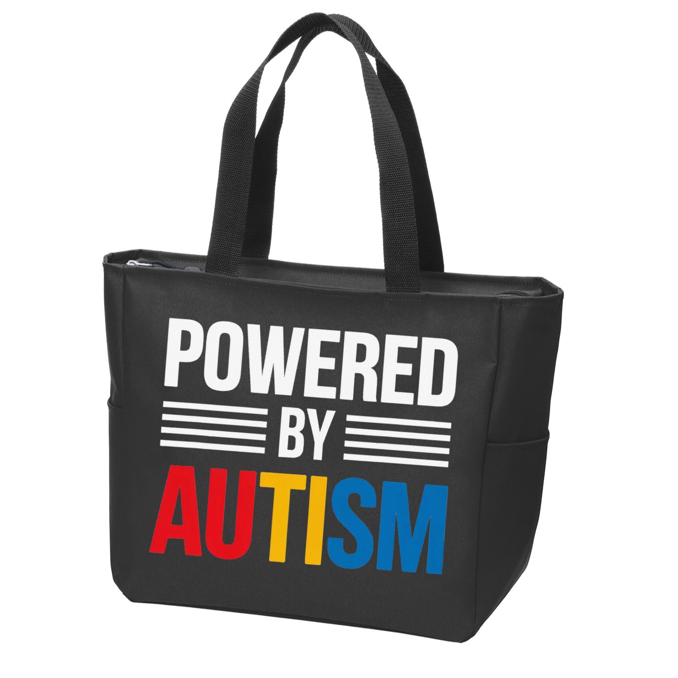 Powered By Autism For Autism Awareness Women Mom Zip Tote Bag