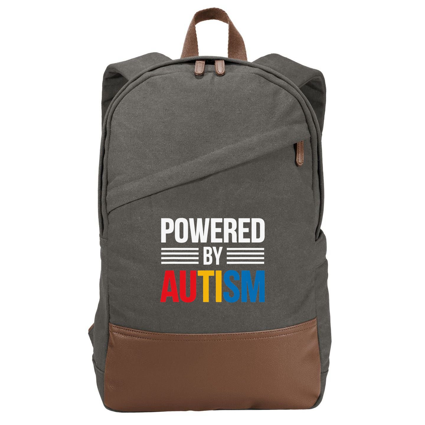 Powered By Autism For Autism Awareness Women Mom Cotton Canvas Backpack