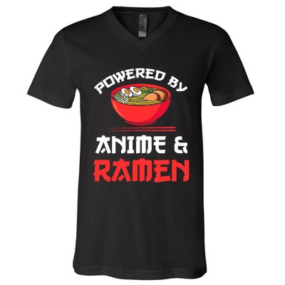 Powered By Anime & Ramen Merchandise V-Neck T-Shirt