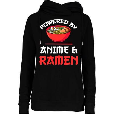 Powered By Anime & Ramen Merchandise Womens Funnel Neck Pullover Hood