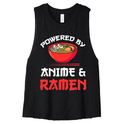 Powered By Anime & Ramen Merchandise Women's Racerback Cropped Tank