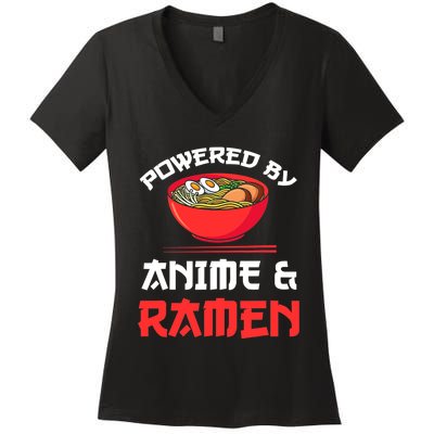 Powered By Anime & Ramen Merchandise Women's V-Neck T-Shirt