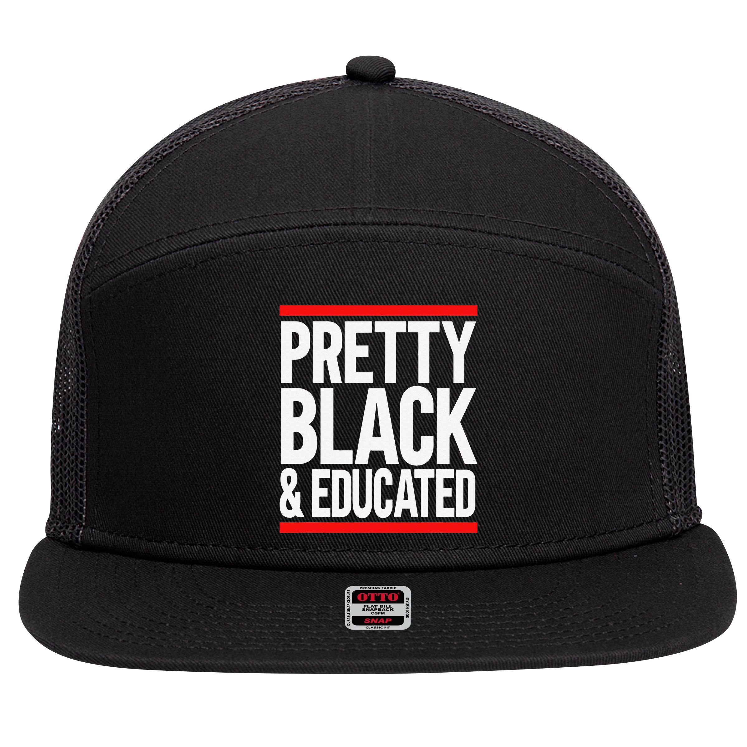 Pretty Black And Educated 7 Panel Mesh Trucker Snapback Hat