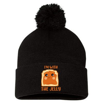 Peanut Butter And Jelly Cute Couple Im With The Jelly Pom Pom 12in Knit Beanie
