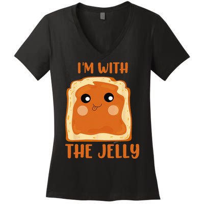 Peanut Butter And Jelly Cute Couple Im With The Jelly Women's V-Neck T-Shirt