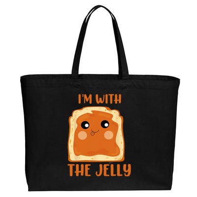 Peanut Butter And Jelly Cute Couple Im With The Jelly Cotton Canvas Jumbo Tote