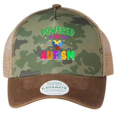 Powered By Autism Awareness Month Autism - Autism Funny Gift Legacy Tie Dye Trucker Hat