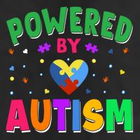 Powered By Autism Awareness Month Autism - Autism Funny Gift 7 Panel Mesh Trucker Snapback Hat